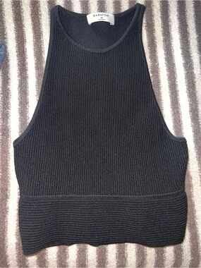 Babaton Black Ribbed Knit Cropped Tank size XS